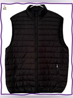 TRUE ROCK-Men's Black Quilted Zip-Up Puffer Vest
